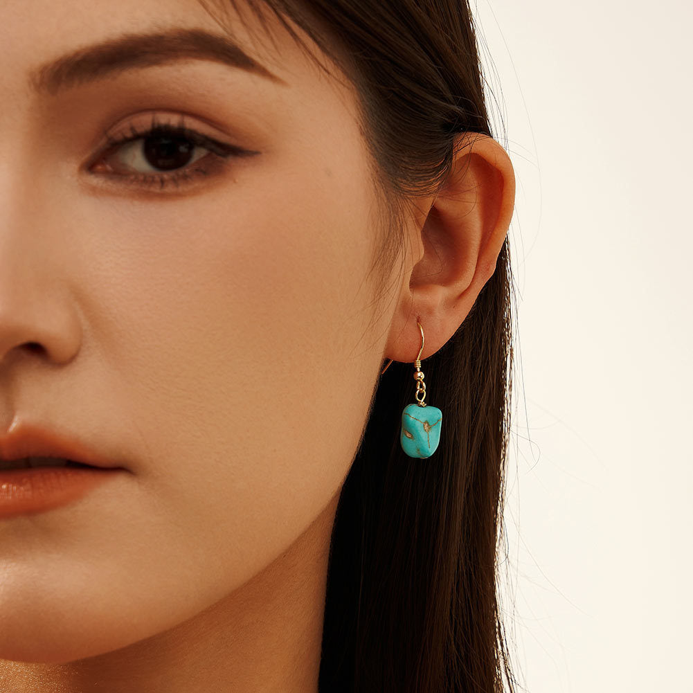 Tenzin Turquoise Boho Drop Earrings-S925 Sterling Silver Tibetan Inspired Jewelry