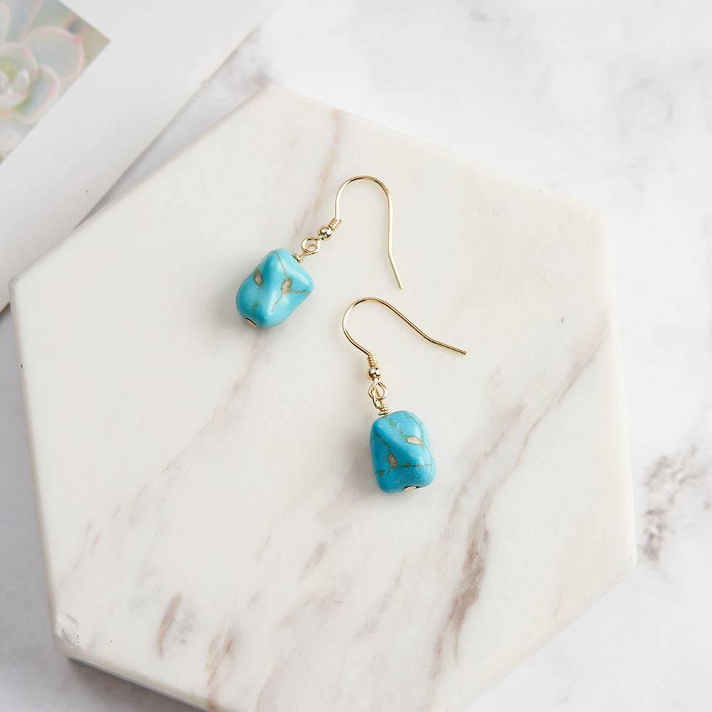 Tenzin Turquoise Boho Drop Earrings-S925 Sterling Silver Tibetan Inspired Jewelry
