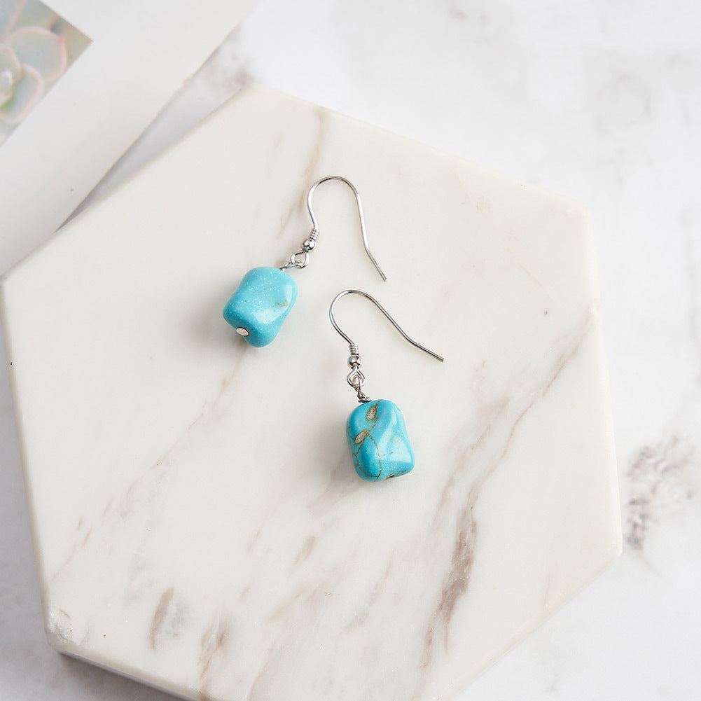 Tenzin Turquoise Boho Drop Earrings-S925 Sterling Silver Tibetan Inspired Jewelry
