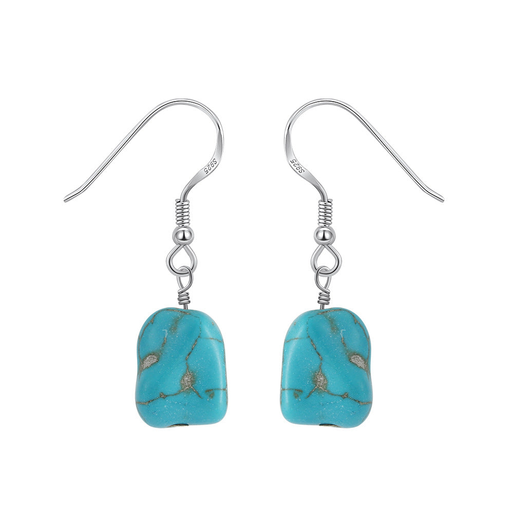 Tenzin Turquoise Boho Drop Earrings-S925 Sterling Silver Tibetan Inspired Jewelry