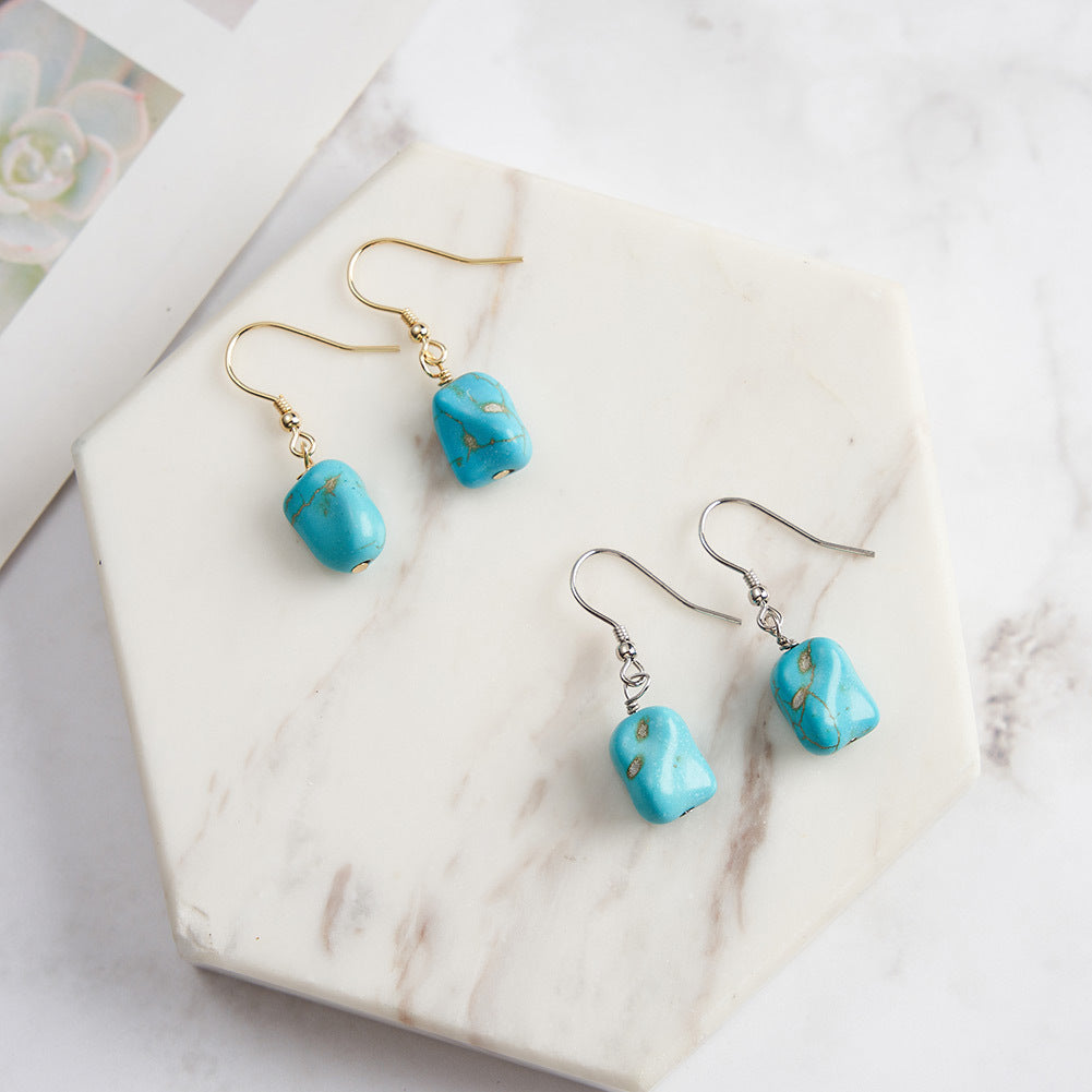 Tenzin Turquoise Boho Drop Earrings-S925 Sterling Silver Tibetan Inspired Jewelry