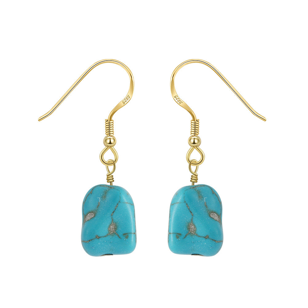 Tenzin Turquoise Boho Drop Earrings-S925 Sterling Silver Tibetan Inspired Jewelry