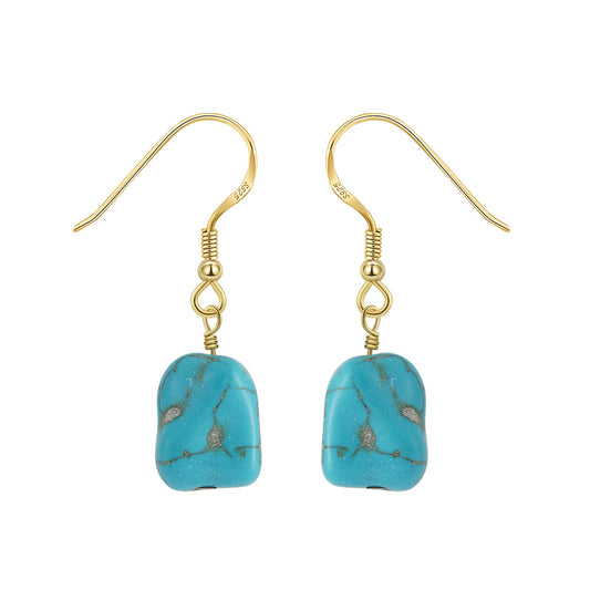 Tenzin Turquoise Boho Drop Earrings-S925 Sterling Silver Tibetan Inspired Jewelry