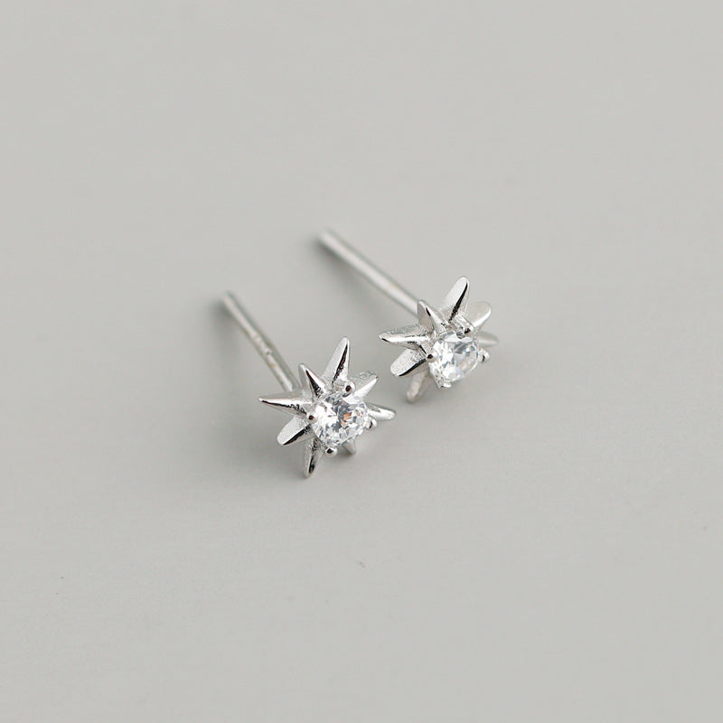 Celeste Eight Point Star Zircon Earrings-925 Sterling Silver Celestial Jewelry