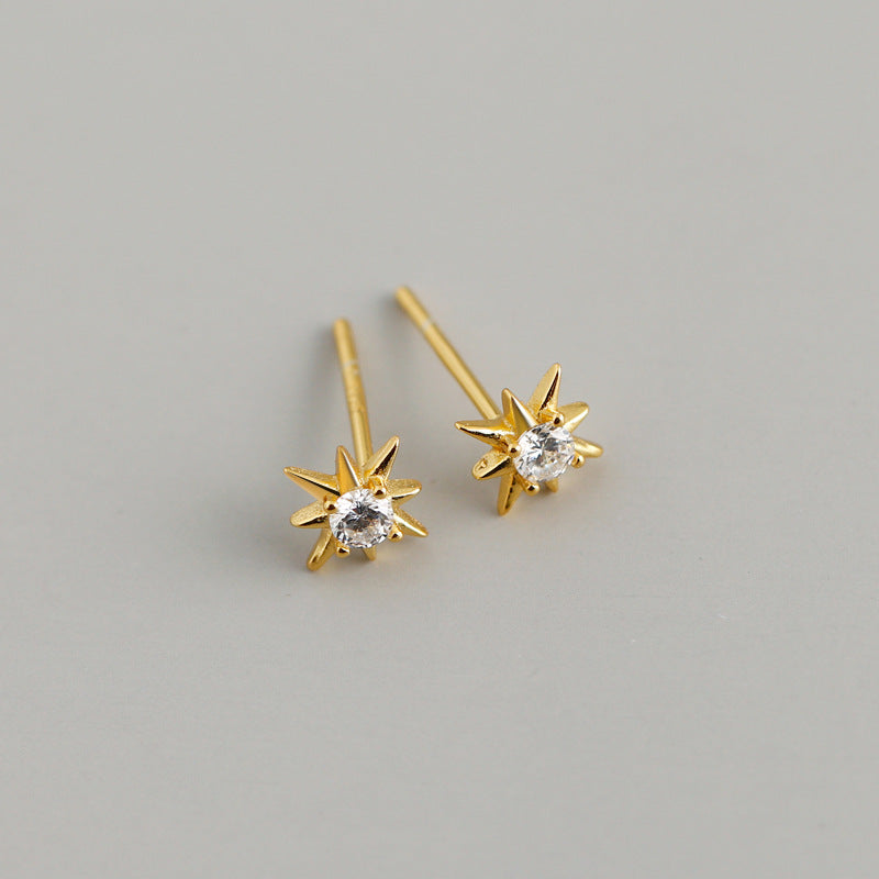 Celeste Eight Point Star Zircon Earrings-925 Sterling Silver Celestial Jewelry