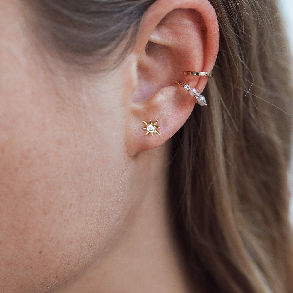 Celeste Eight Point Star Zircon Earrings-925 Sterling Silver Celestial Jewelry