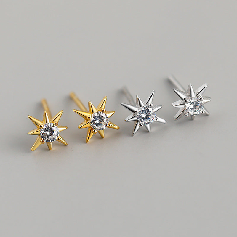 Celeste Eight Point Star Zircon Earrings-925 Sterling Silver Celestial Jewelry