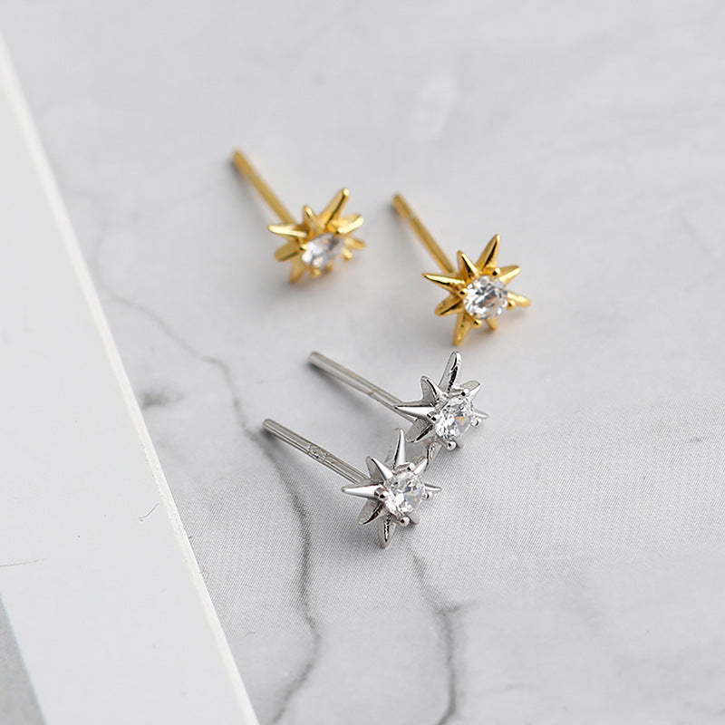 Celeste Eight Point Star Zircon Earrings-925 Sterling Silver Celestial Jewelry