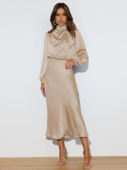 Adiffu Formal Long-Sleeved Loose Dress