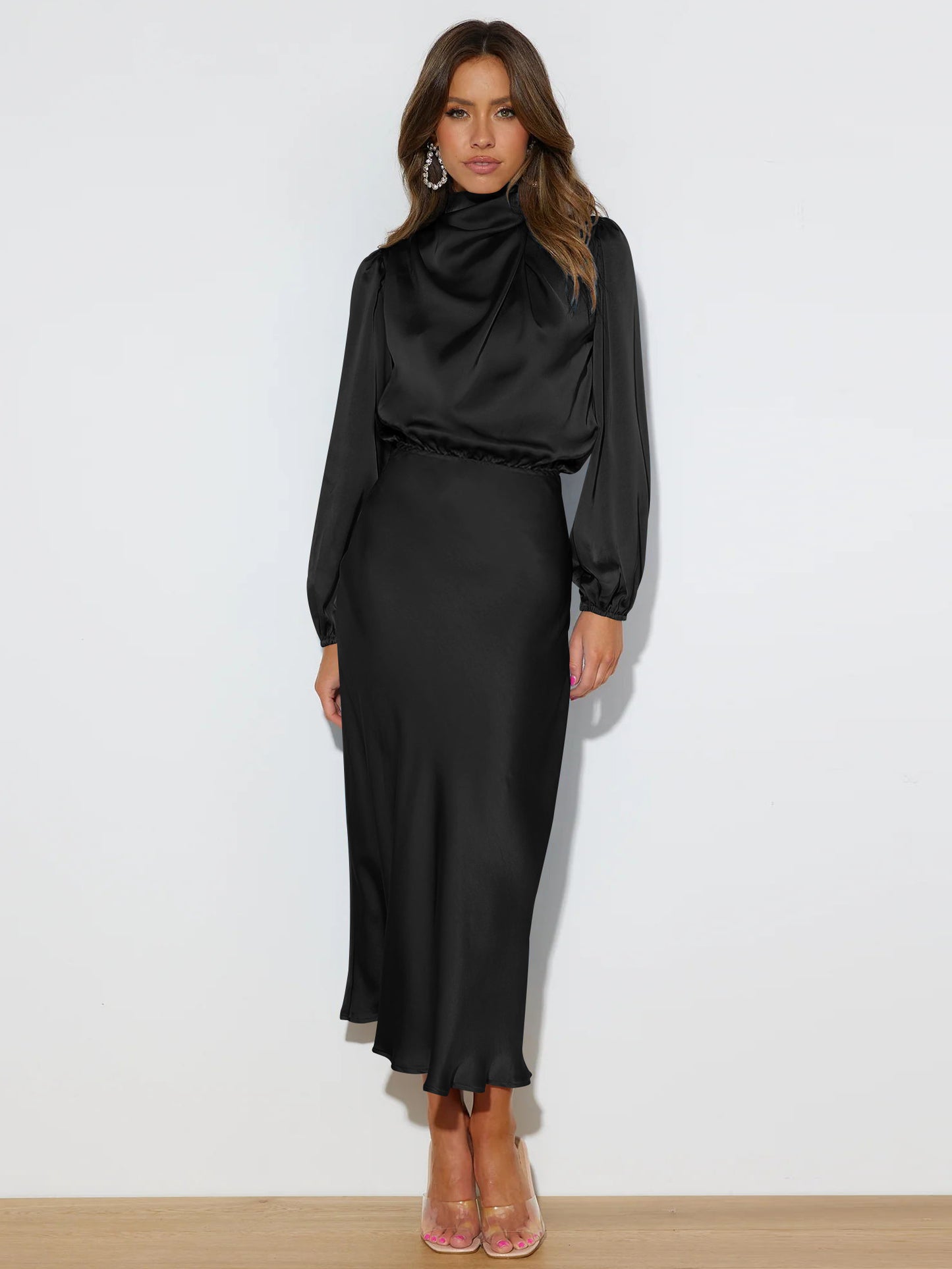 Adiffu Formal Long-Sleeved Loose Dress