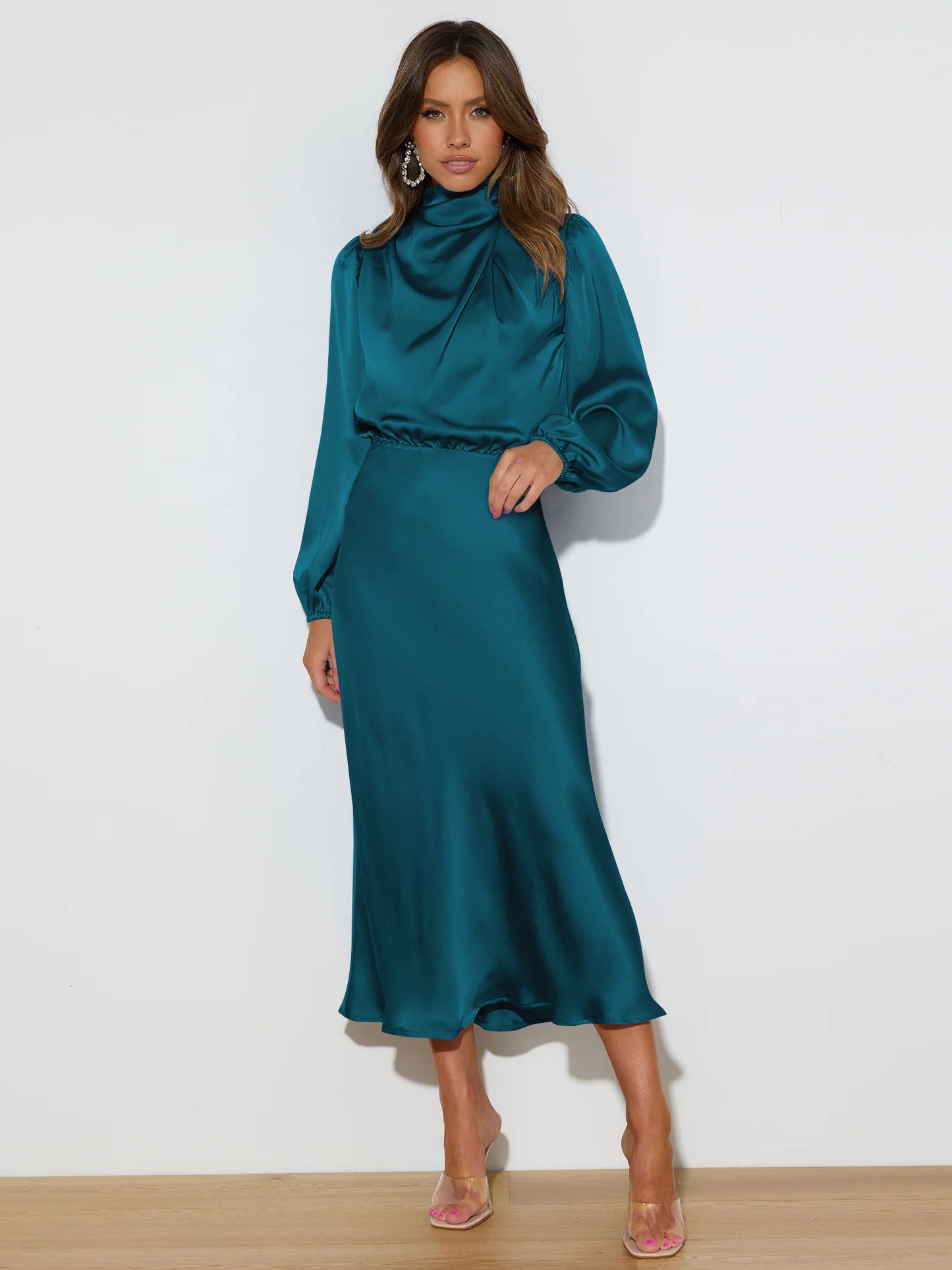 Adiffu Formal Long-Sleeved Loose Dress