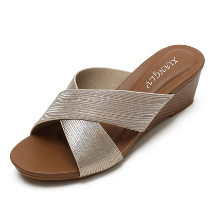 Women’s Boho Ethnic Open-Toe Wedge Slide Sandals