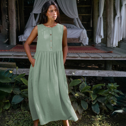 Élise Reversible Linen Midi Dress