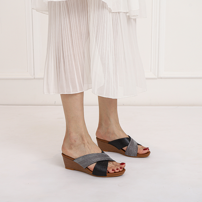 Women’s Boho Ethnic Open-Toe Wedge Slide Sandals