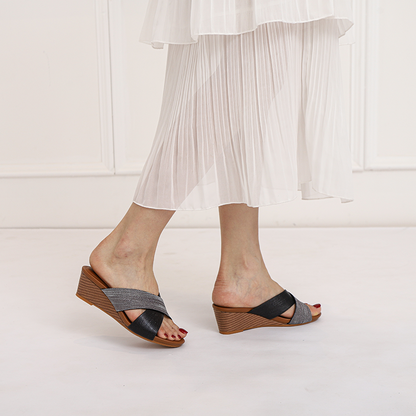 Women’s Boho Ethnic Open-Toe Wedge Slide Sandals