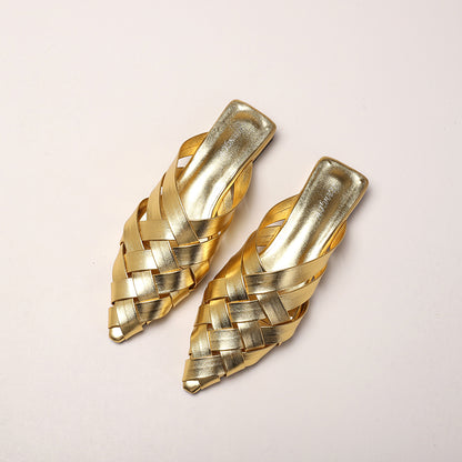 Adiffu Woven Pointed-Toe Block Heel Mules for Women