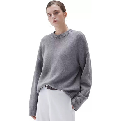 Adiffu Commuter-friendly Casual Solid-color Crew-neck Knitted Sweater