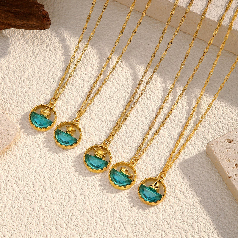 Aqua Luxe Pendant Necklace - Waterproof Stainless Steel Minimalist Chain