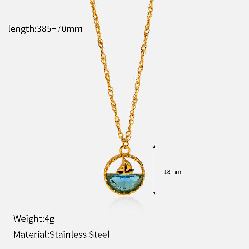 Aqua Luxe Pendant Necklace - Waterproof Stainless Steel Minimalist Chain