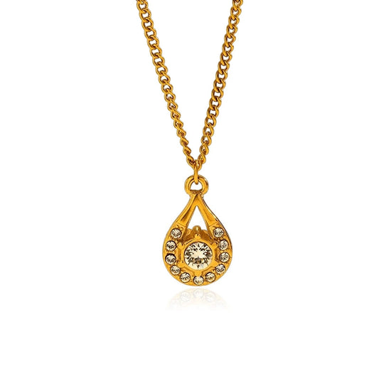 Sparkling Rhinestone Teardrop Necklace
