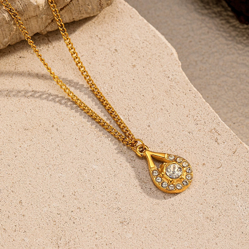 Sparkling Rhinestone Teardrop Necklace