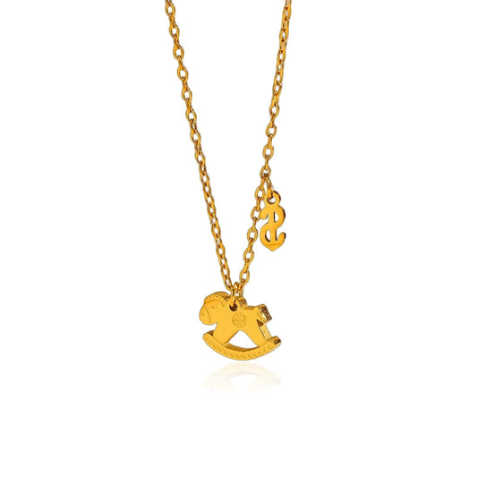 Minimalist Horse Charm Necklace - 18K Gold Stainless Steel Sweater Chain