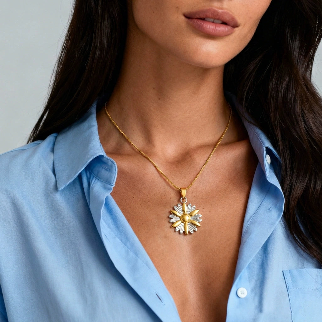 Minimalist Gold Sunflower Necklace