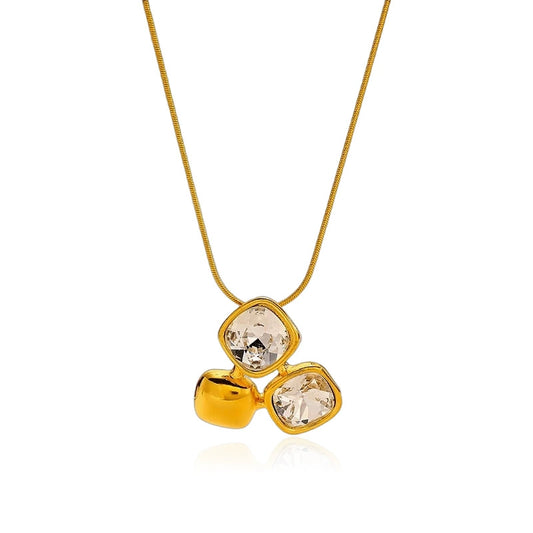 Elegant Crystal Gold Statement Necklace