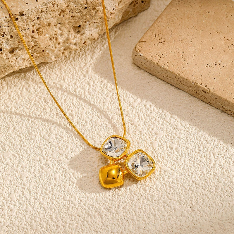 Elegant Crystal Gold Statement Necklace