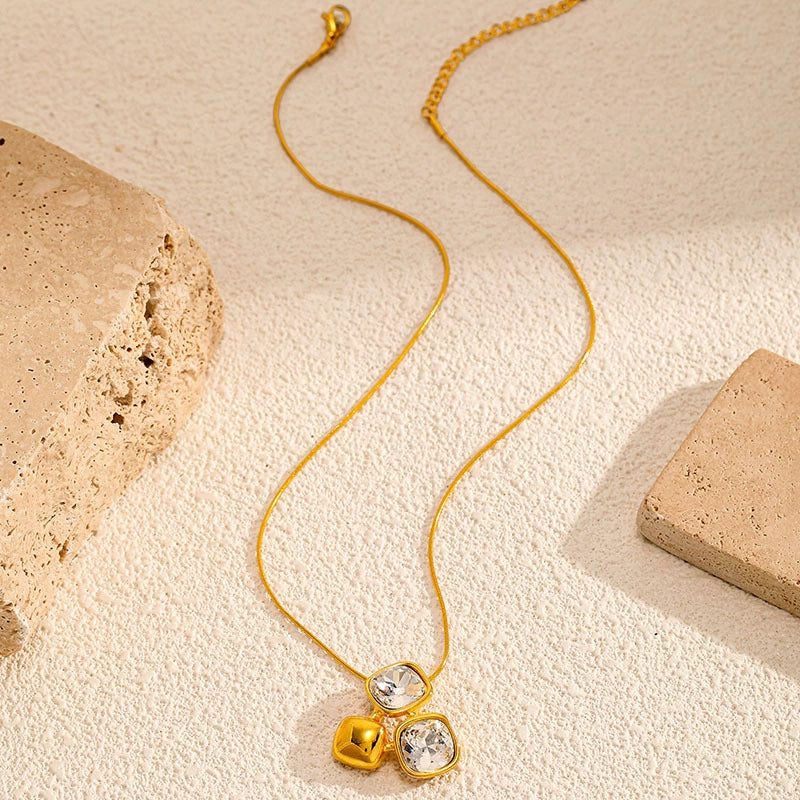 Elegant Crystal Gold Statement Necklace