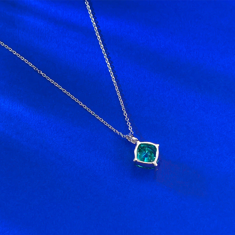Arctic Glow Paraiba Square Pendant Necklace