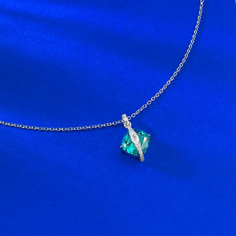 Arctic Glow Paraiba Square Pendant Necklace