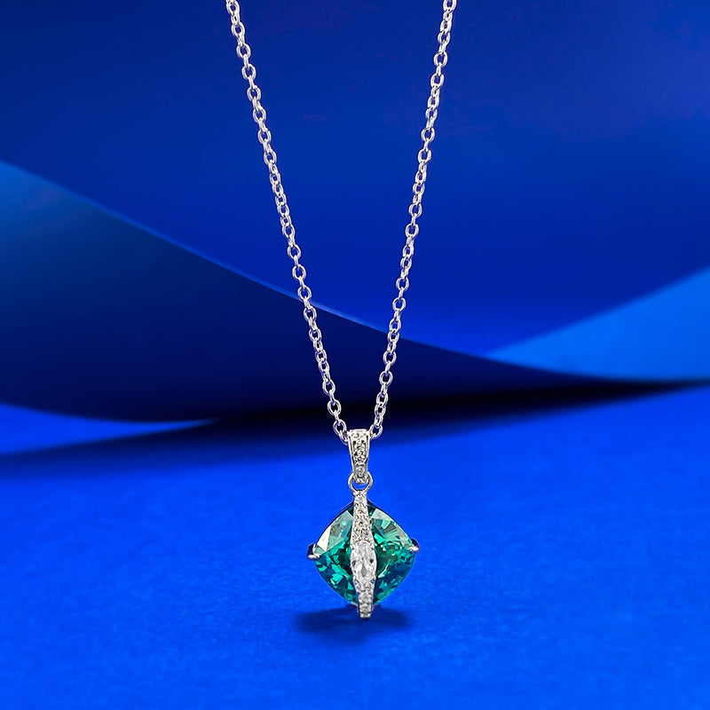 Arctic Glow Paraiba Square Pendant Necklace