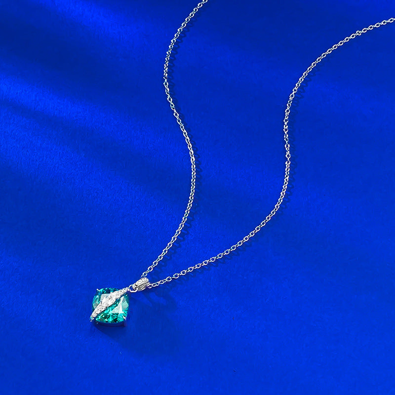 Arctic Glow Paraiba Square Pendant Necklace