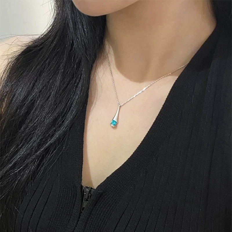 Paraiba Glow Waterdrop Bottle Pendant Necklace
