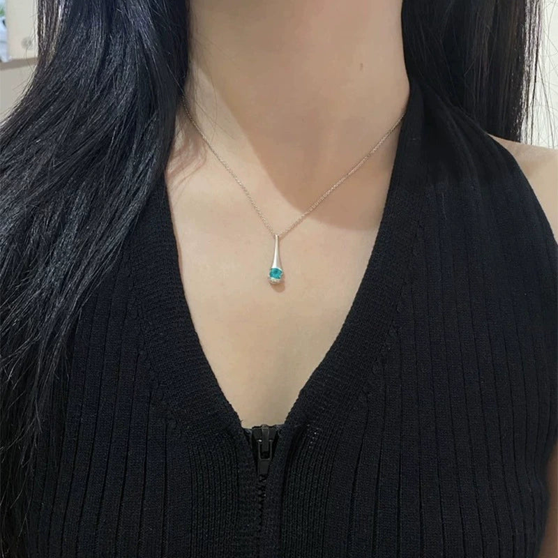 Paraiba Glow Waterdrop Bottle Pendant Necklace