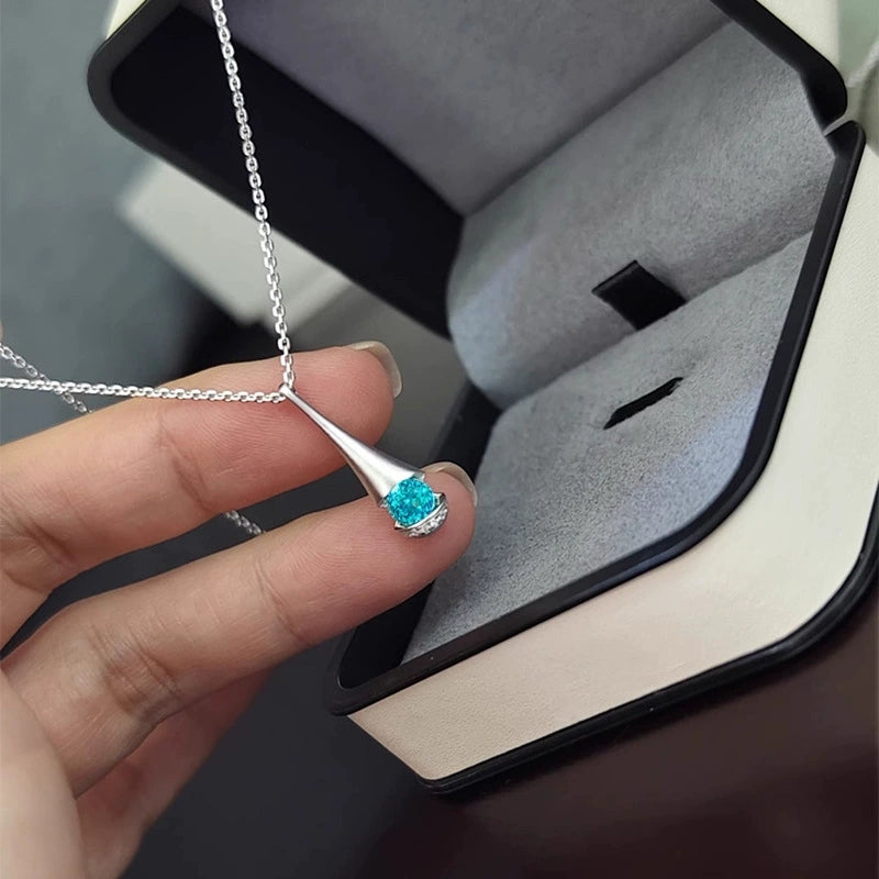 Paraiba Glow Waterdrop Bottle Pendant Necklace