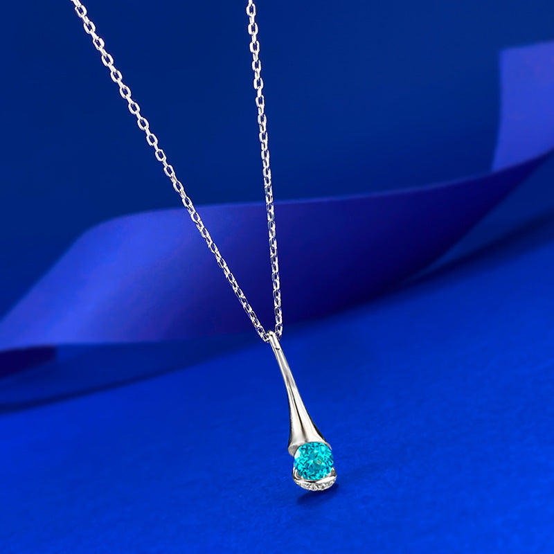 Paraiba Glow Waterdrop Bottle Pendant Necklace