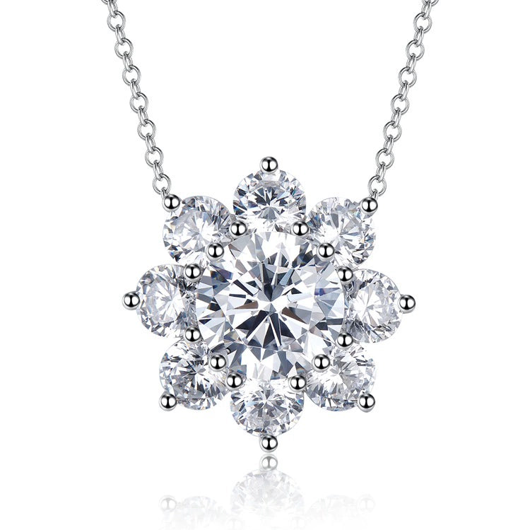 Radiant Sunflower Spark Necklace – S925 Sterling Silver High-Carbon Diamond Pavé