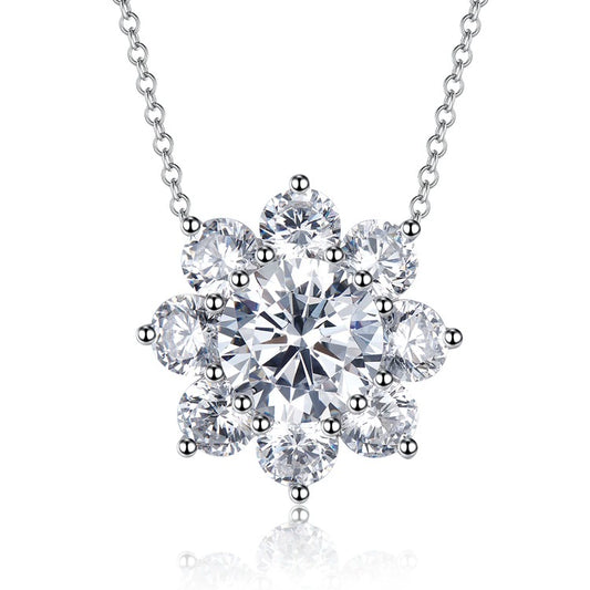 Radiant Sunflower Spark Necklace – S925 Sterling Silver High-Carbon Diamond Pavé