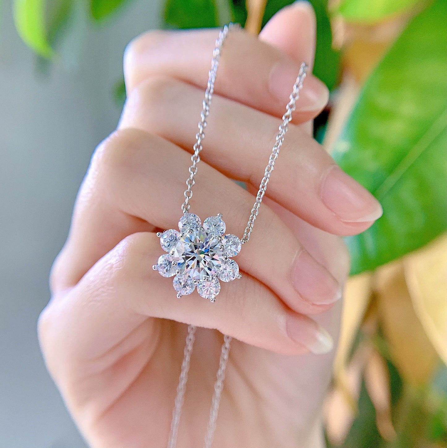 Radiant Sunflower Spark Necklace – S925 Sterling Silver High-Carbon Diamond Pavé