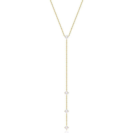 Minimal Chic Y-Shaped Tassel Layered Necklace-S925 Sterling Silver Lariat Necklace