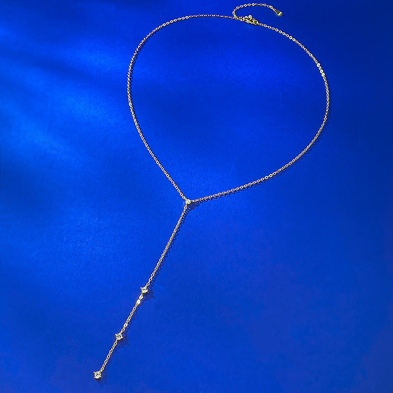 Minimal Chic Y-Shaped Tassel Layered Necklace-S925 Sterling Silver Lariat Necklace