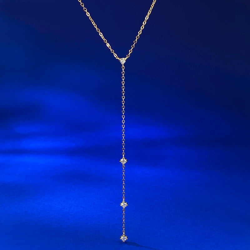 Minimal Chic Y-Shaped Tassel Layered Necklace-S925 Sterling Silver Lariat Necklace