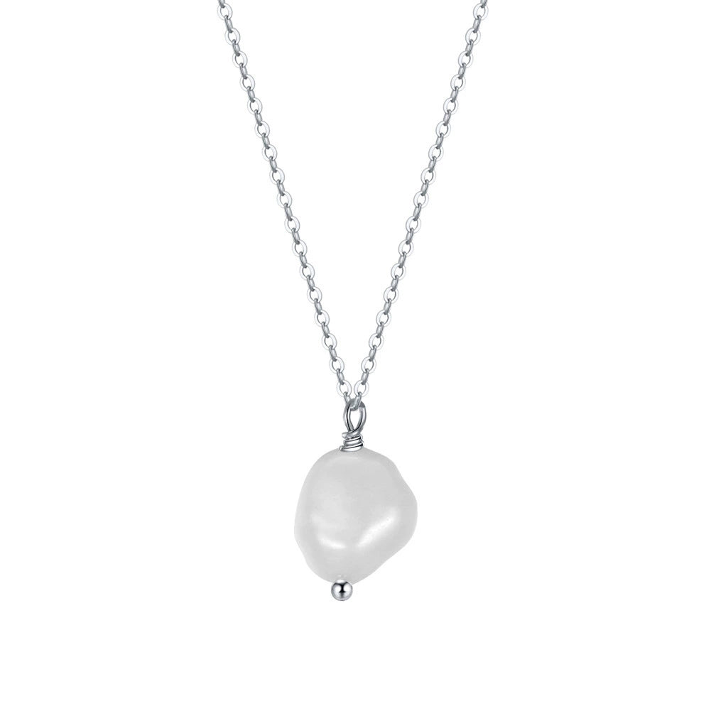 Baroque Pearl Whisper Necklace-S925 Sterling Silver Natural Freshwater Pearl Pendant