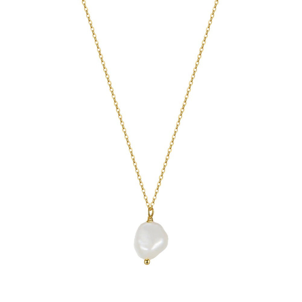 Baroque Pearl Whisper Necklace-S925 Sterling Silver Natural Freshwater Pearl Pendant