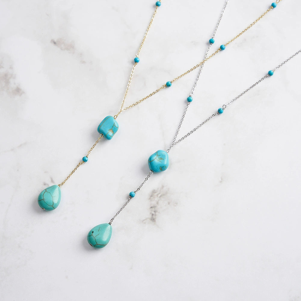 Azure Muse Turquoise Necklace-S925 Sterling Silver Luxury Collarbone Chain