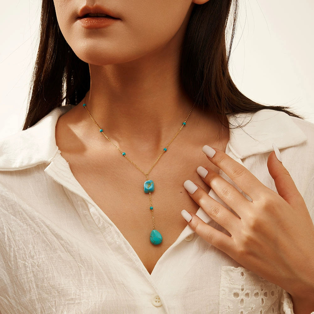 Azure Muse Turquoise Necklace-S925 Sterling Silver Luxury Collarbone Chain