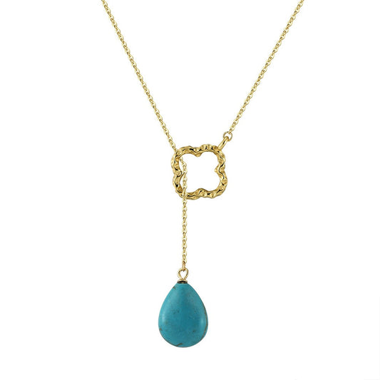 Lucky Clover Turquoise Necklace-S925 Sterling Silver Vintage Pendant