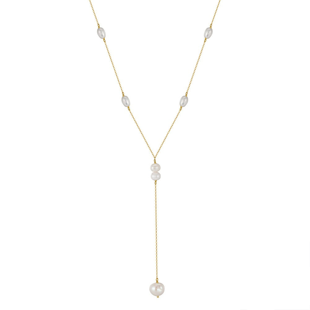 Celestia Baroque Pearl Y Necklace-S925 Sterling Silver